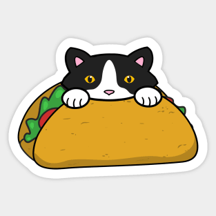 Happy Taco Tuesday, cute cat eating a taco Sticker